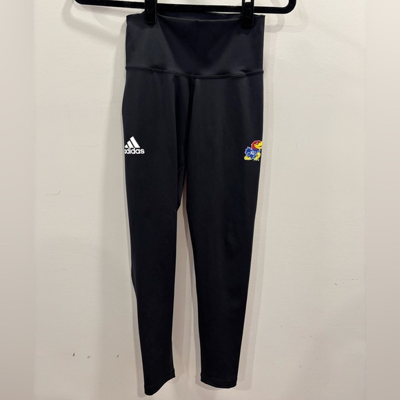 Adidas Black Leggings with KU Jayhawks logo - Picture 1 of 3